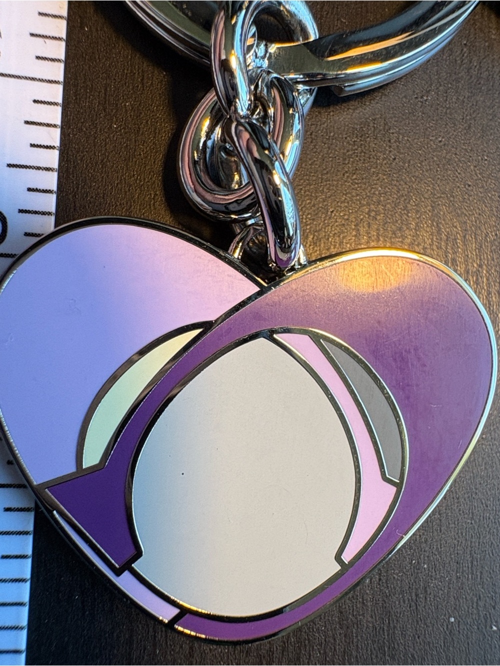 Coach Purple and Gray Heart Enamel Key Ring - Picture 2 of 4